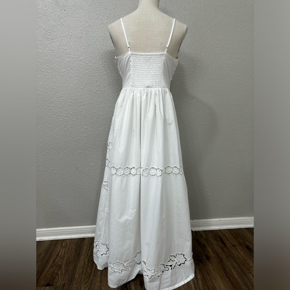 Anthropologie Vineet Bahl Sleeveless V-Neck Floral Cutwork Midi Dress Sz M - Picture 7 of 16